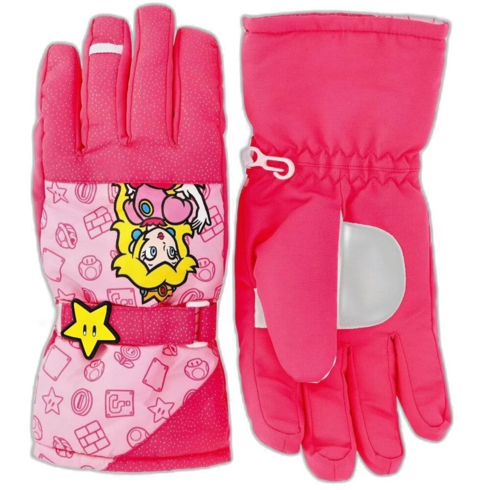 Nintendo Super Mario Princess Peach Girls 3M Insulated Gloves Pink L/XL NWT